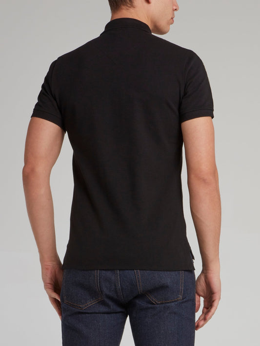 Black Logo Tape Shoulder Polo Shirt
