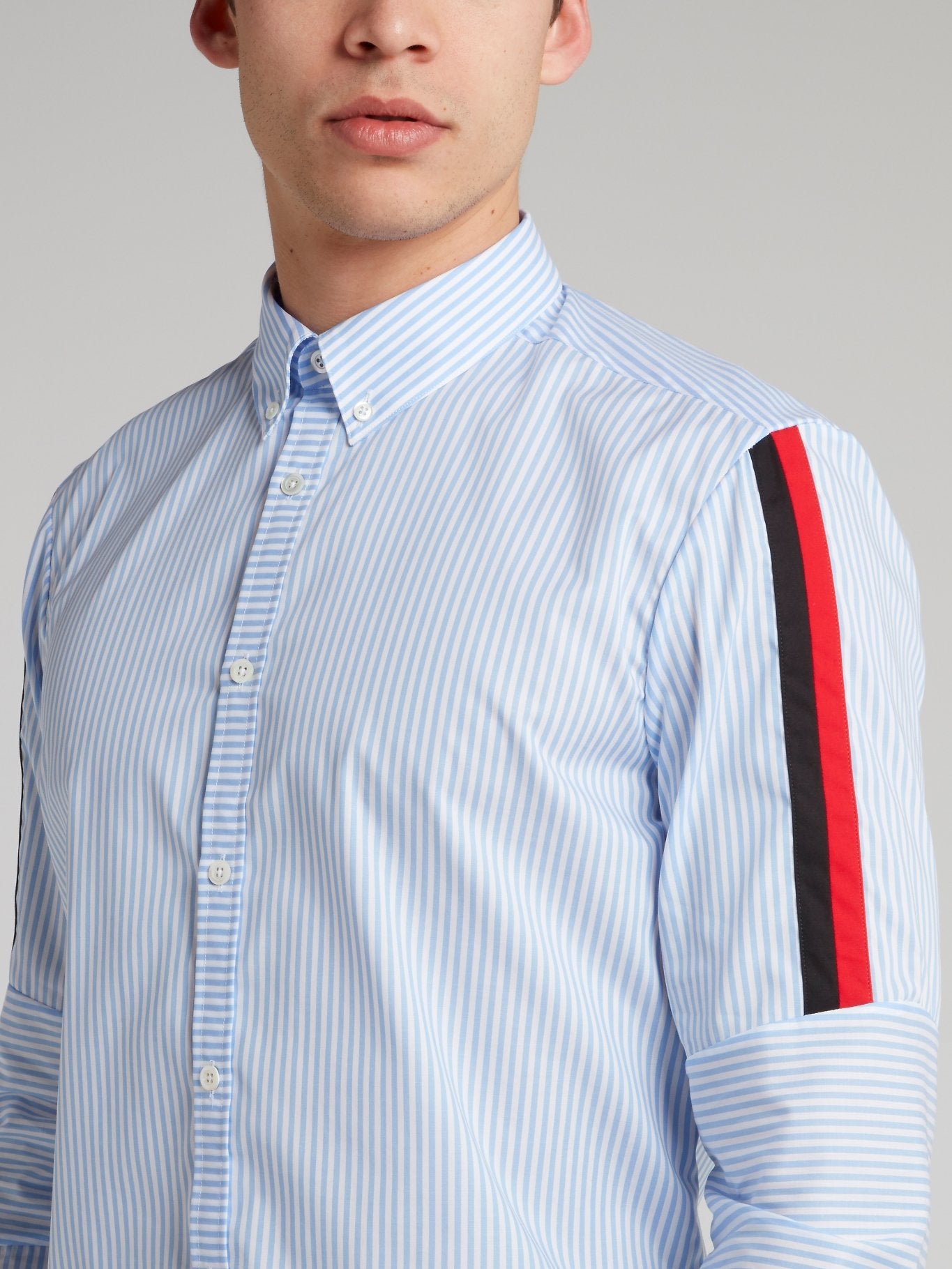 Blue Pinstripe Contrast Detail Shirt
