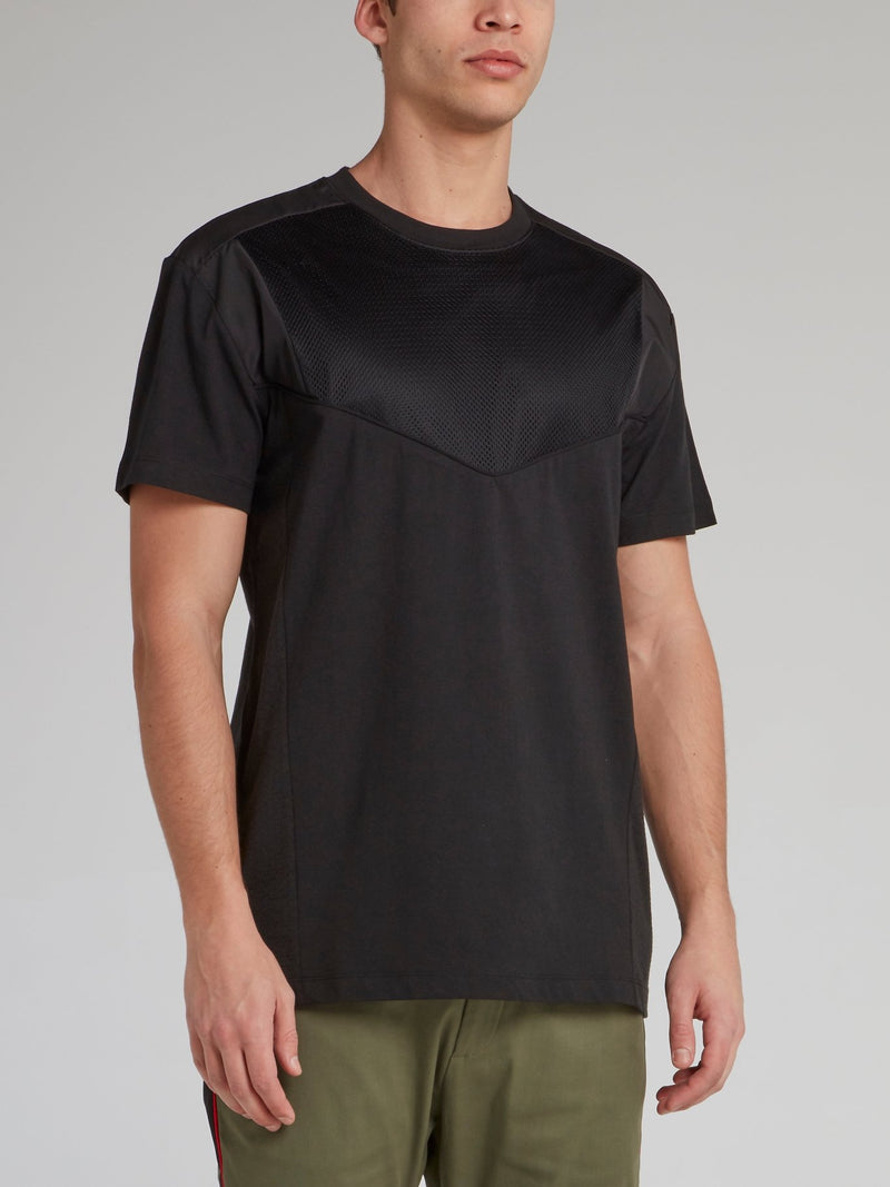Black Perforated Panel T-Shirt