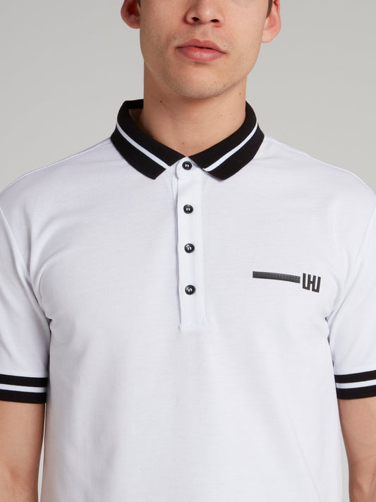 White Stripe Trim Polo Shirt