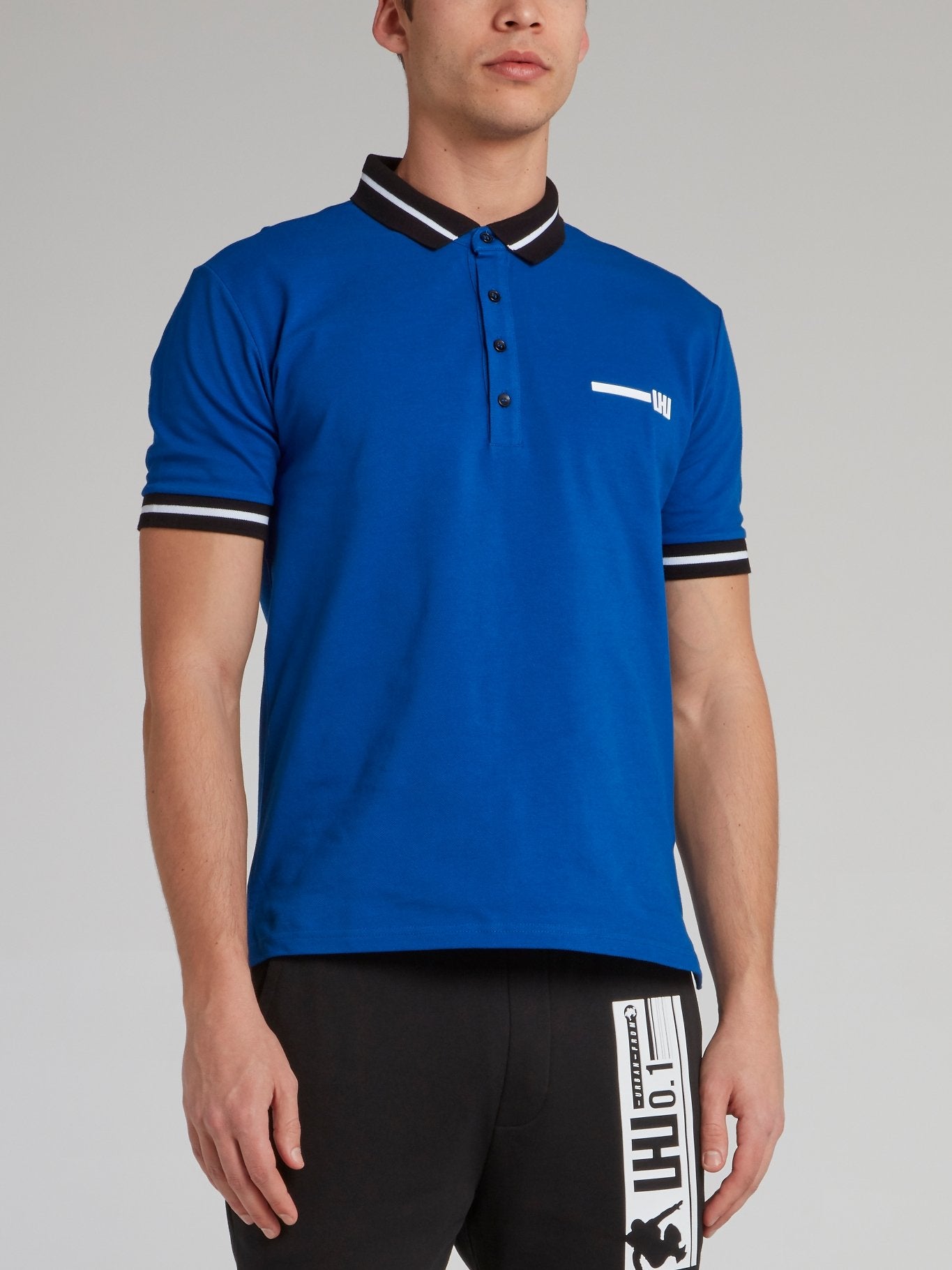 Blue Stripe Trim Polo Shirt