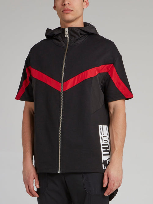 Black Barcode Rubber Detail High-Low Anorak