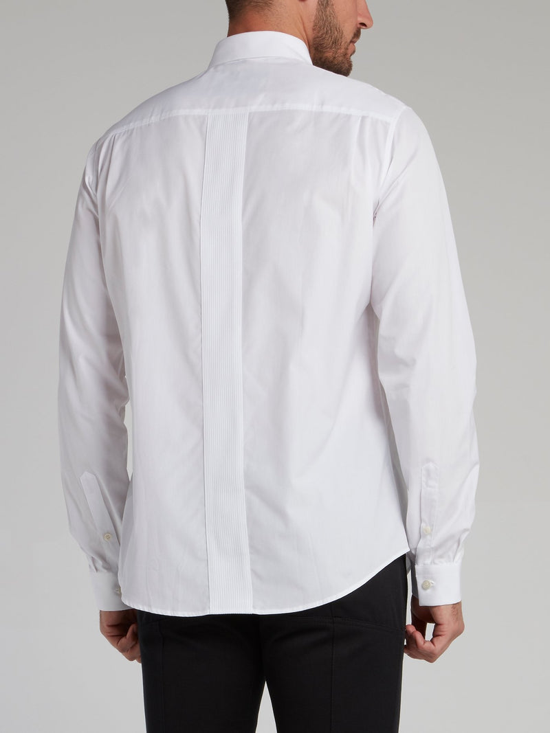 White Pinstripe Panel Shirt