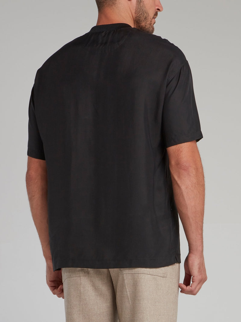 Black Abstract Print Round Neck T-Shirt