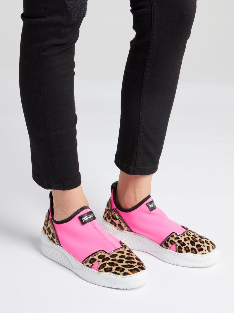 Leopard Panel Slip On Sneakers