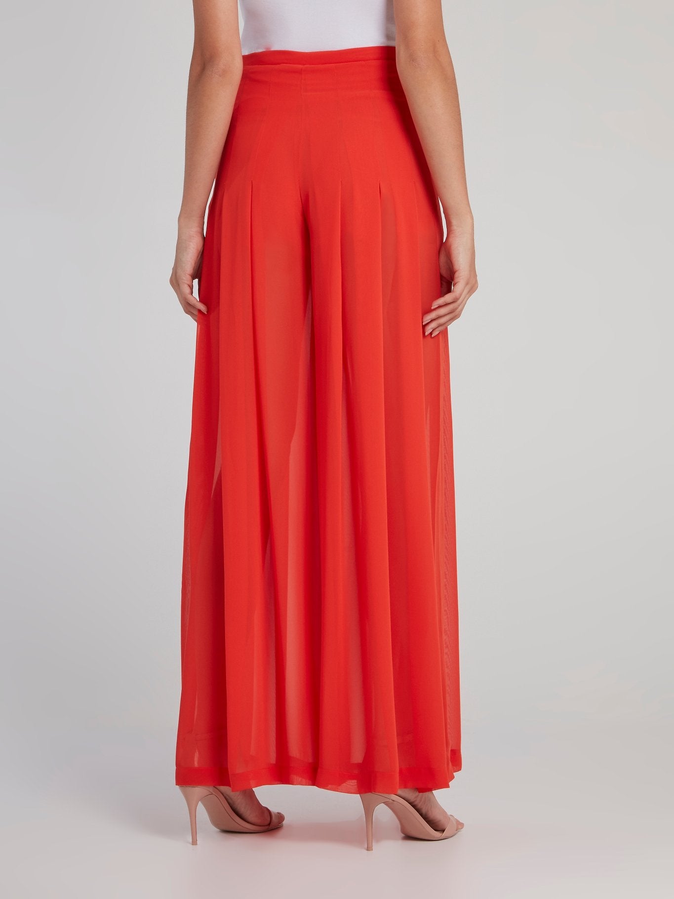 Coline Red Pleated Palazzo Pants