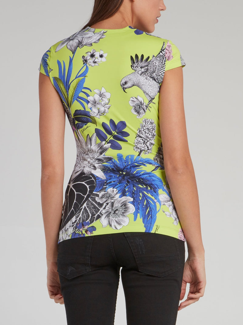 Tropical Print Fitted Top