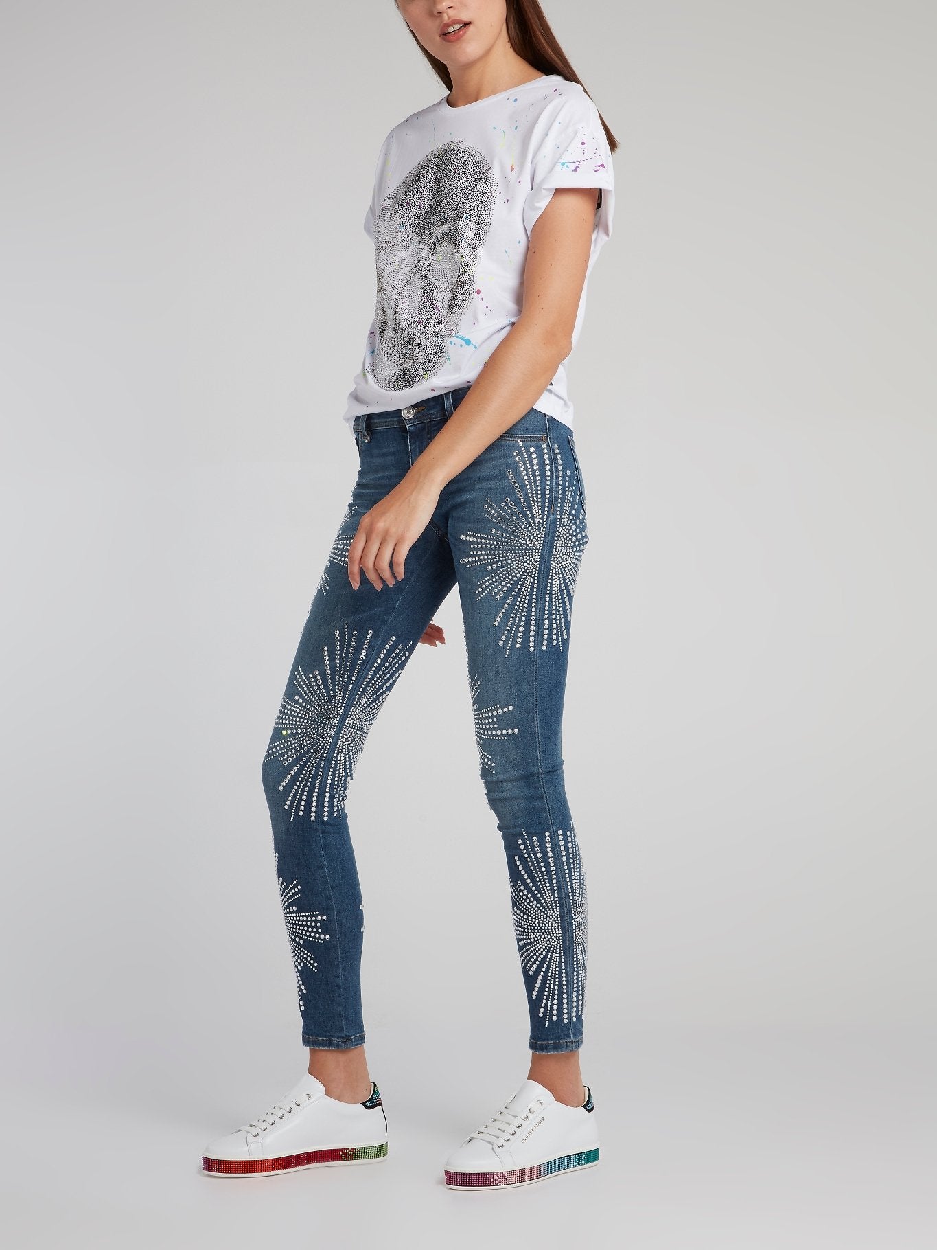 Crystal Multi-Stud Skinny Jeans