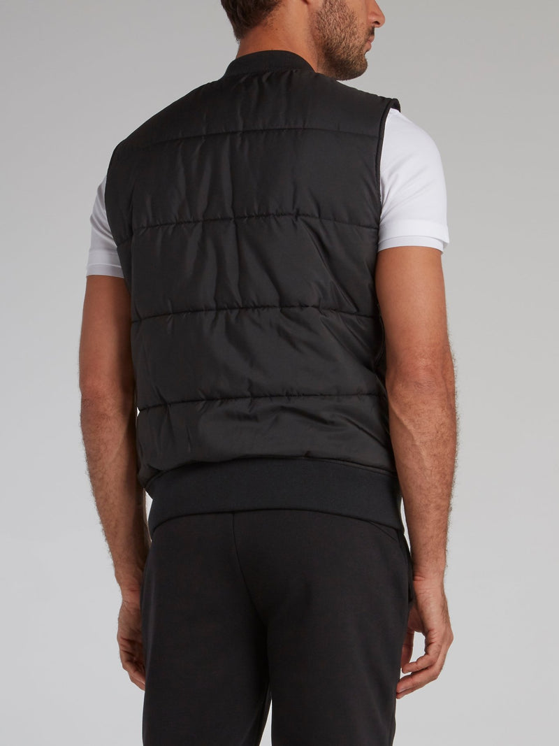 Black Zip Up Quilted Vest