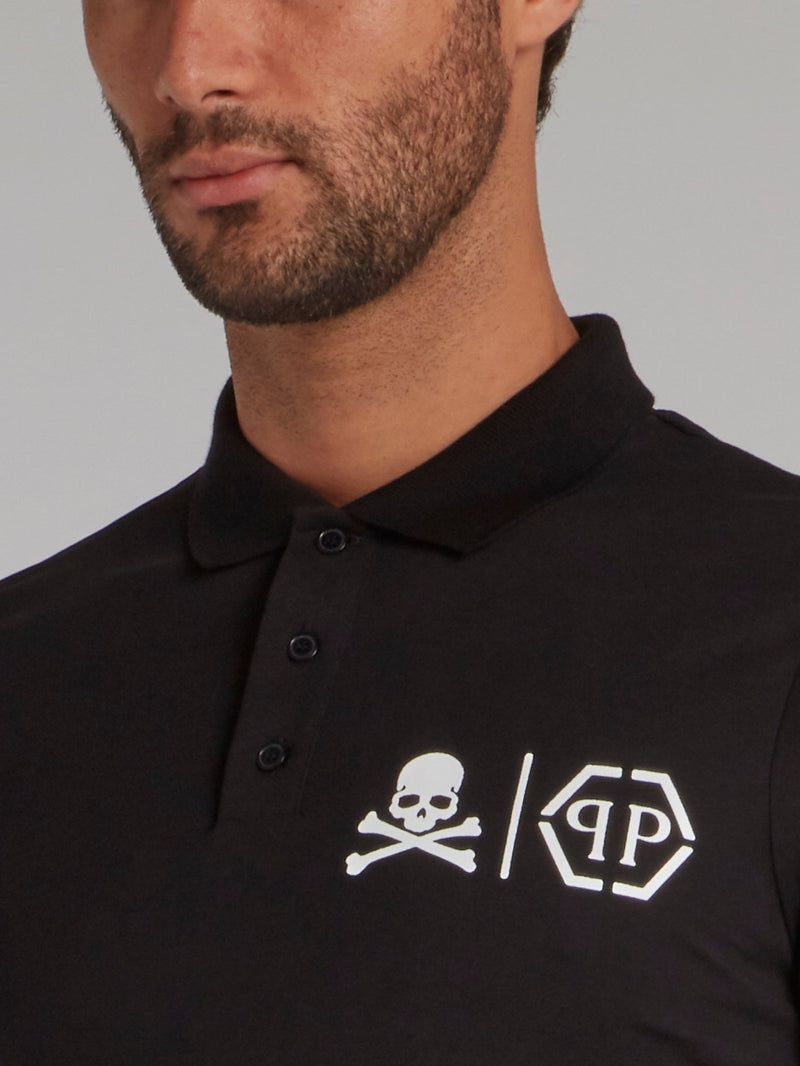 Black Skull Monogram Polo Shirt