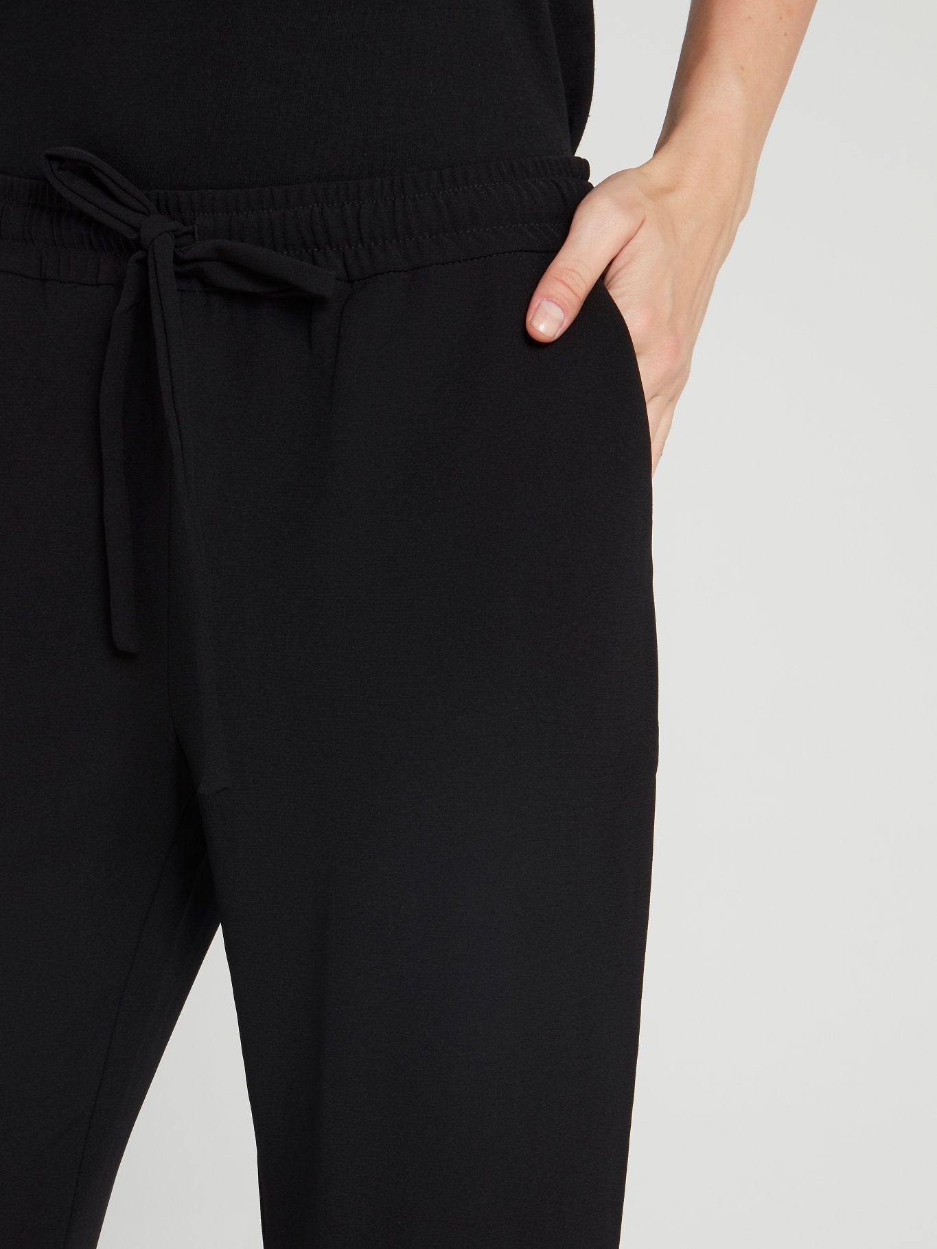 Black Drawstring Straight Cut Pants