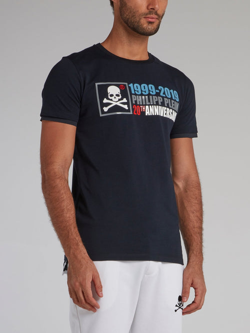 Navy Rubber Print Statement T-Shirt