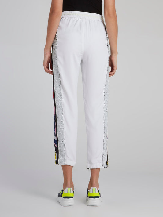 White Logo Tape Tunnel Crop Trousers