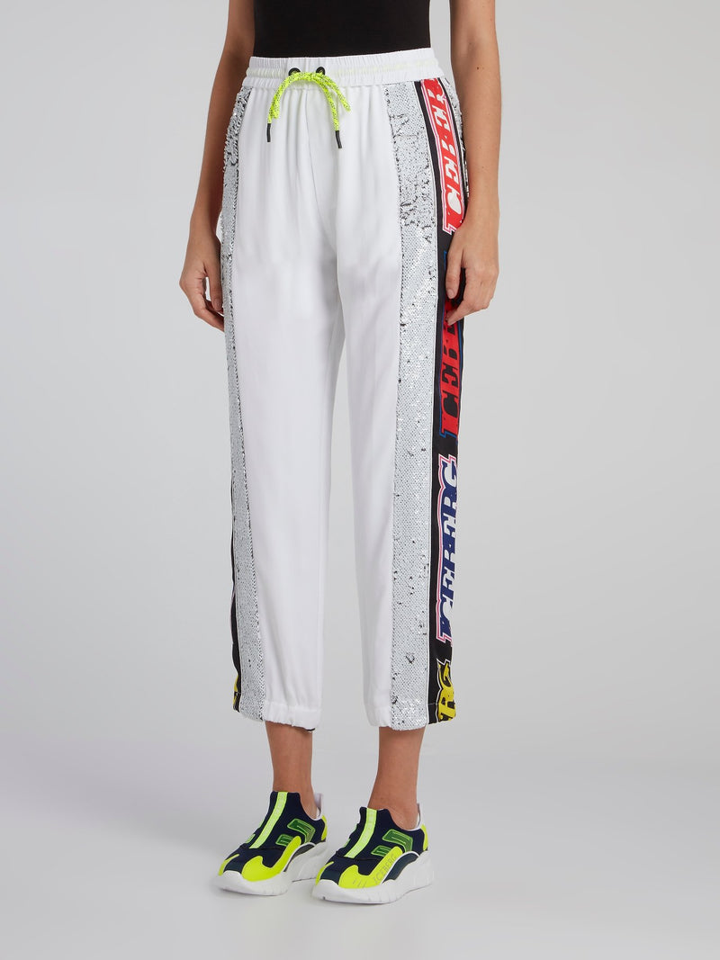 White Logo Tape Tunnel Crop Trousers