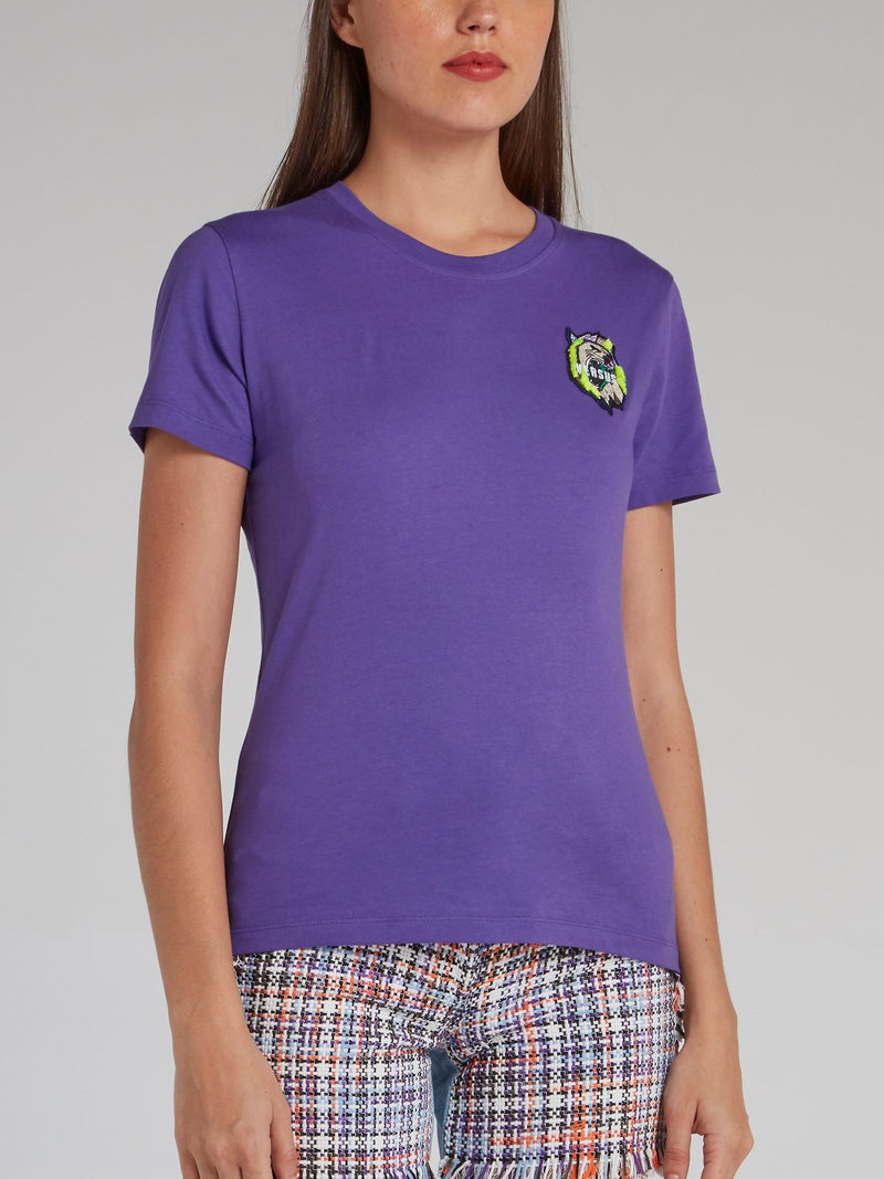 Purple Logo Appliquéd T-Shirt