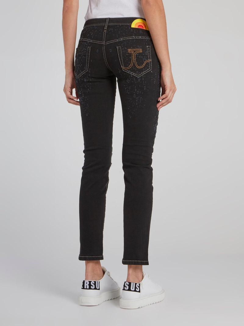 Black Contrast Stitch Jeans