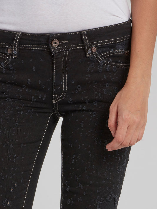 Black Contrast Stitch Jeans