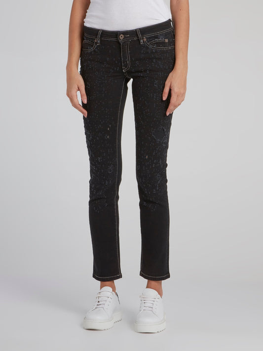 Black Contrast Stitch Jeans