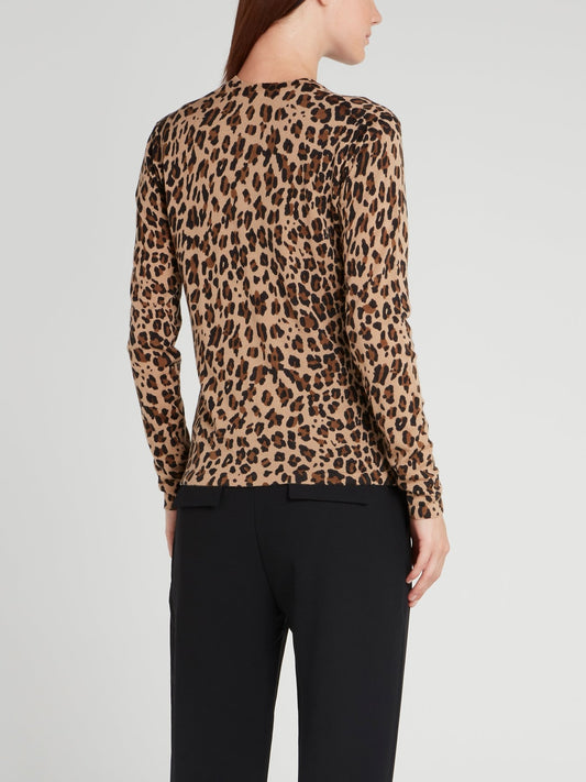 Leopard Print Button Up Cardigan