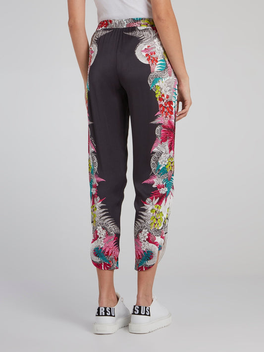 Tropical Print Cropped Harem Pants