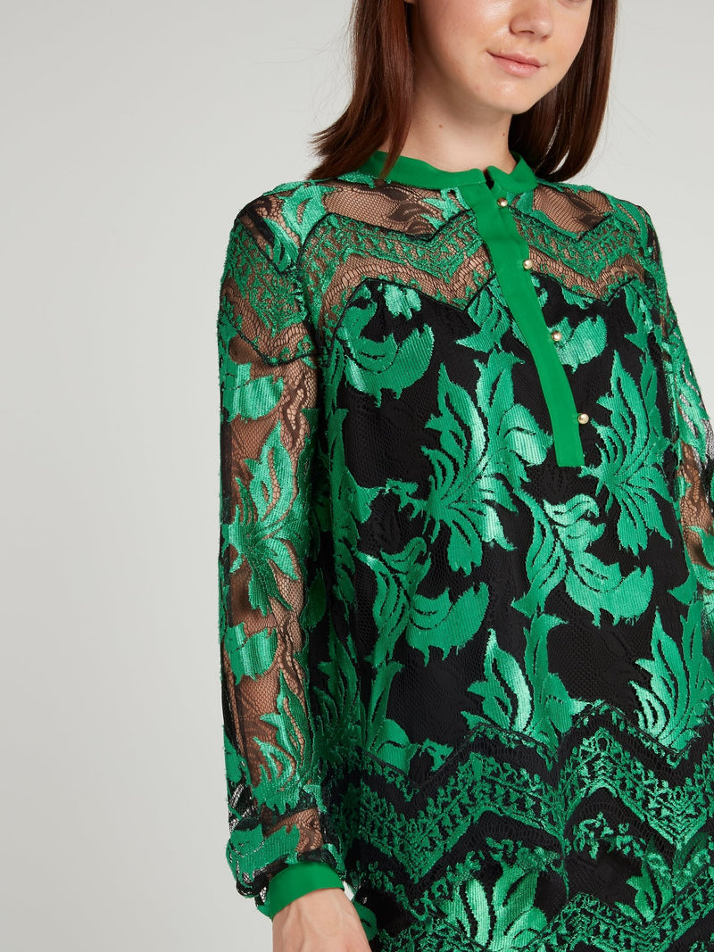 Green Lace Overlay Top