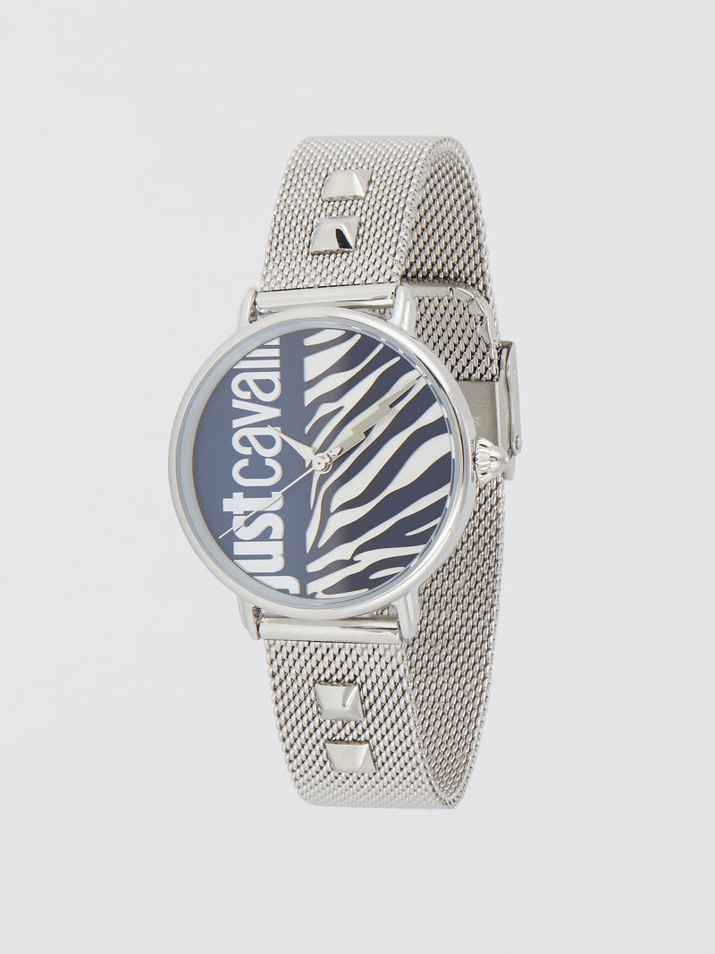 Blue Zebra Effect Steel Watch
