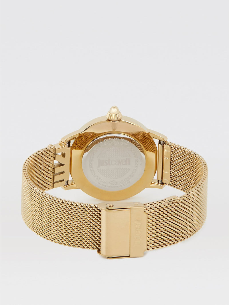 Logo Base Gold Milanese Strap Watch