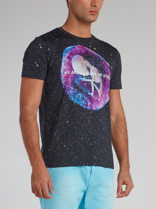 Balbino Black Galaxy Print T-Shirt