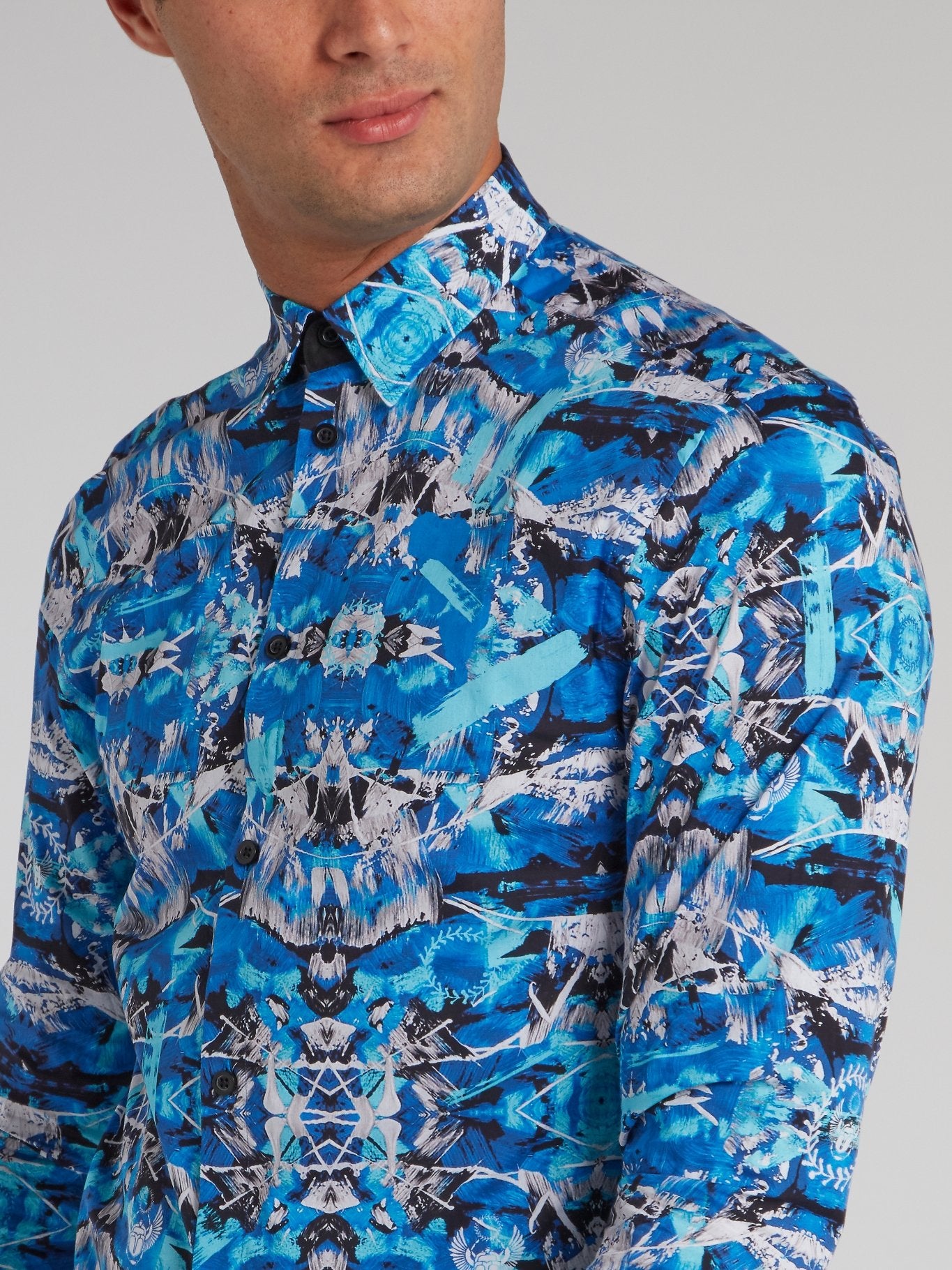 Blue Jacquard Print Shirt