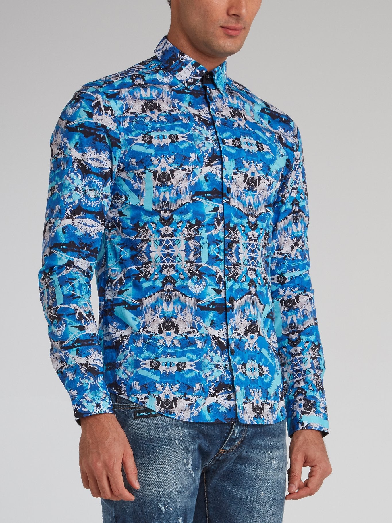 Blue Jacquard Print Shirt