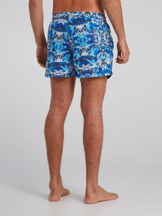 Nale Blue Paint Print Swim Shorts