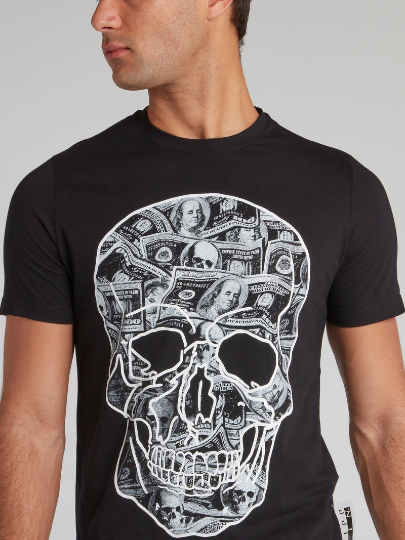 Black Dollar Skull Crewneck T-Shirt