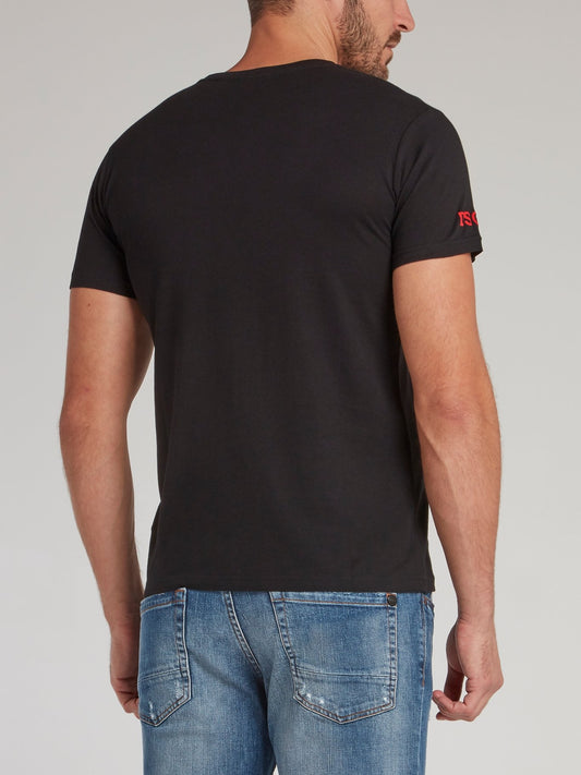 Black Printed Crewneck T-Shirt