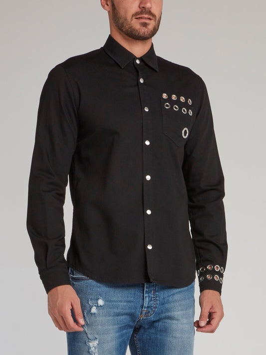 Black Ring Embellished Shirt