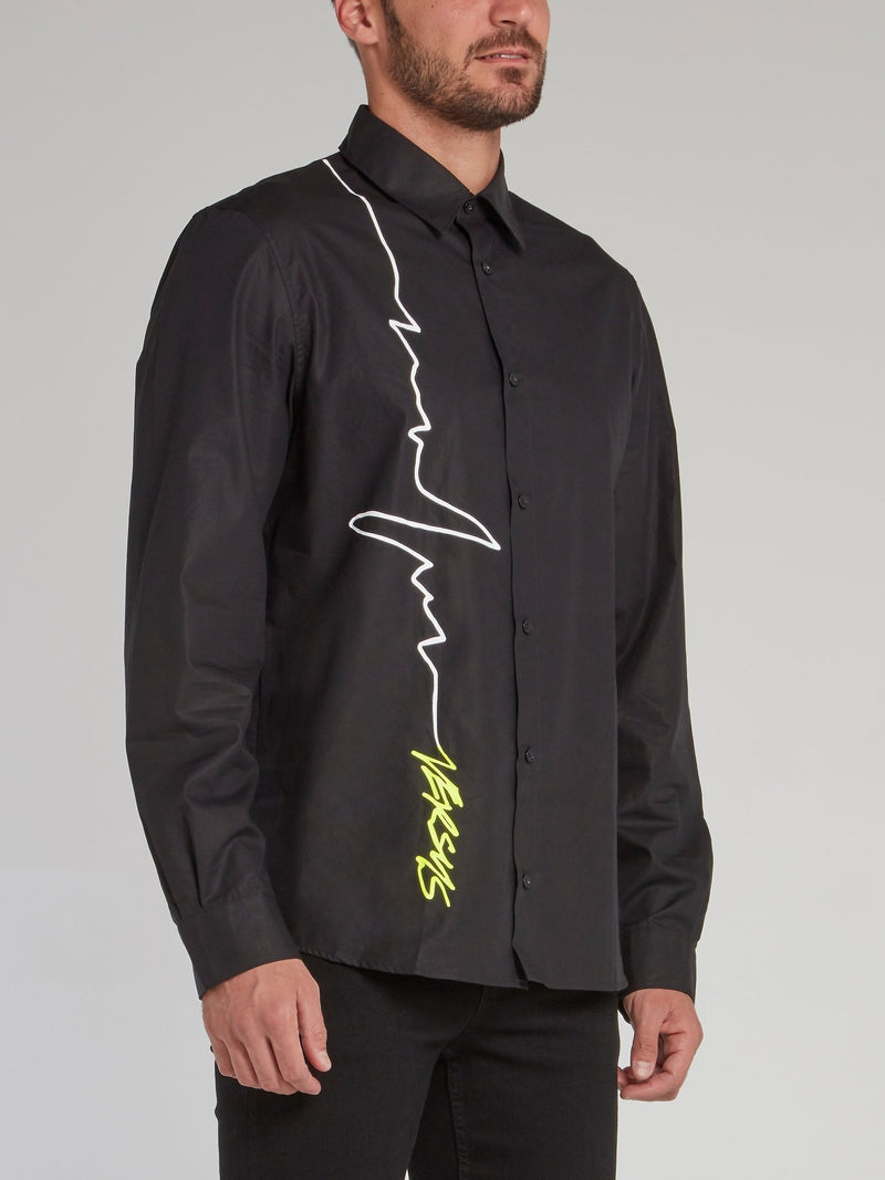 Black Seismic Wave Print Shirt