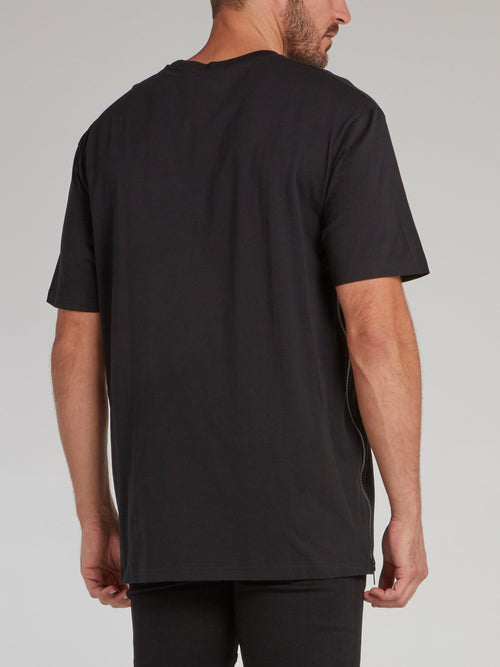 Black Side Zip Logo T-Shirt
