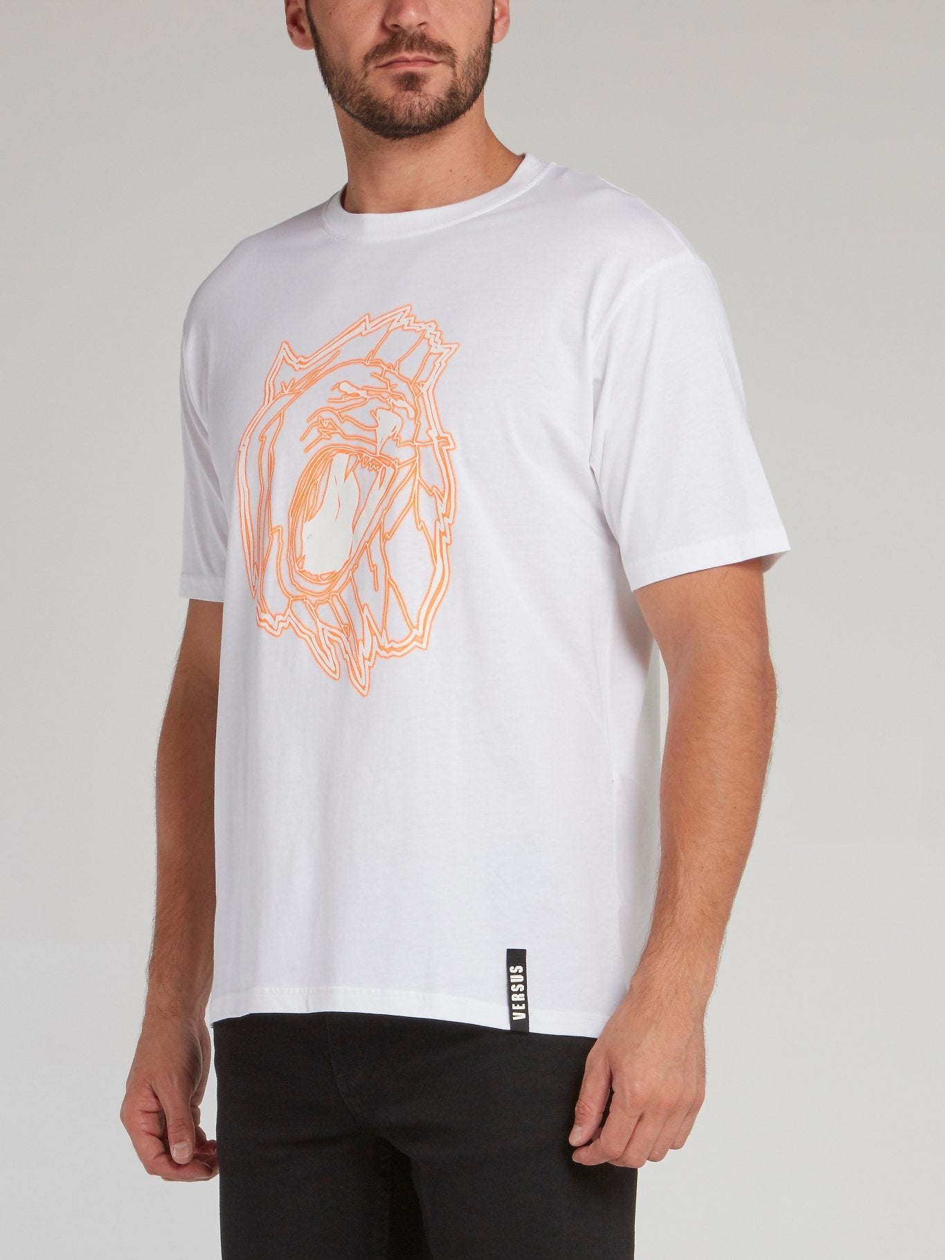 White Lion Head Print T-Shirt