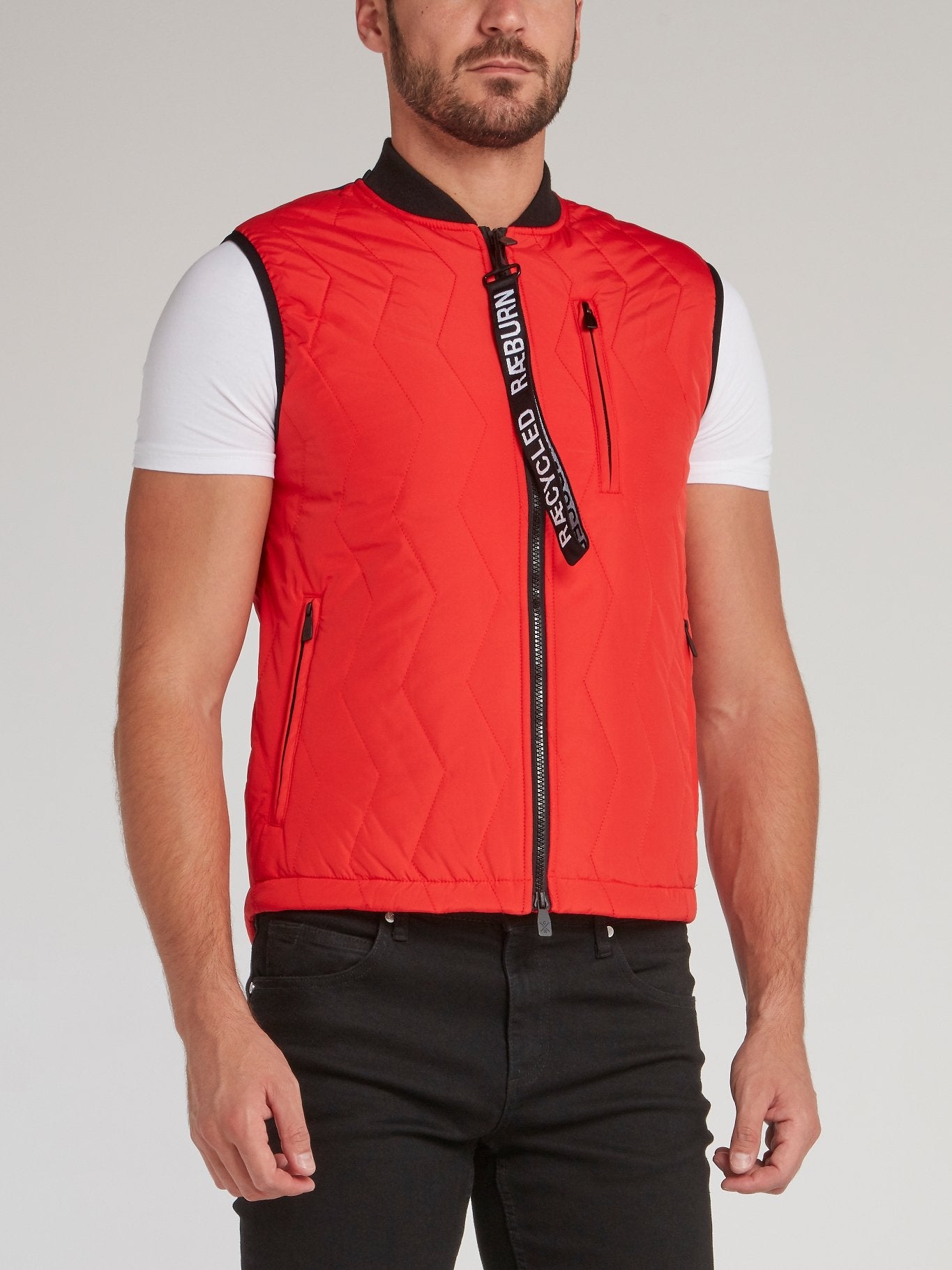 Red Zip Up Quilted Gilet