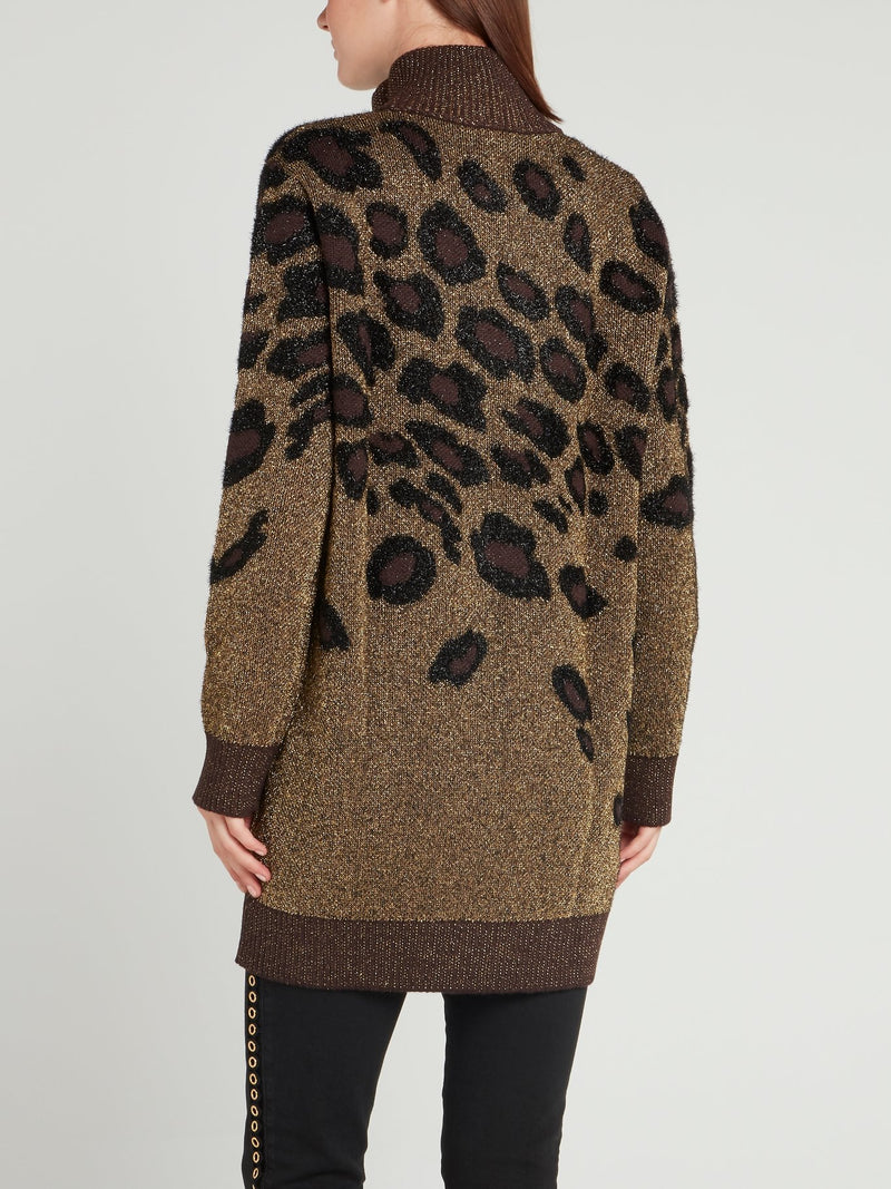 Leopard Print Glitter Fabric Pullover
