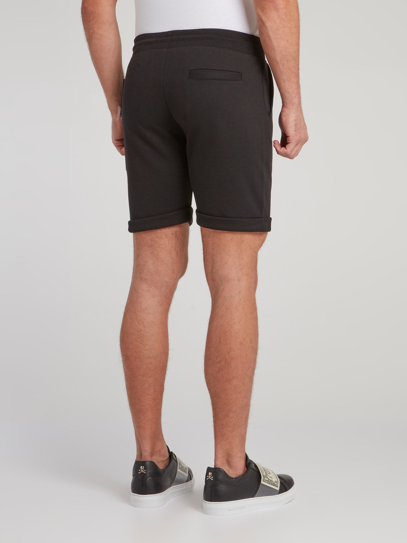 Black Folded Hem Jogging Shorts