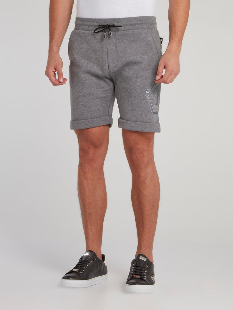 Grey Folded Hem Jogging Shorts