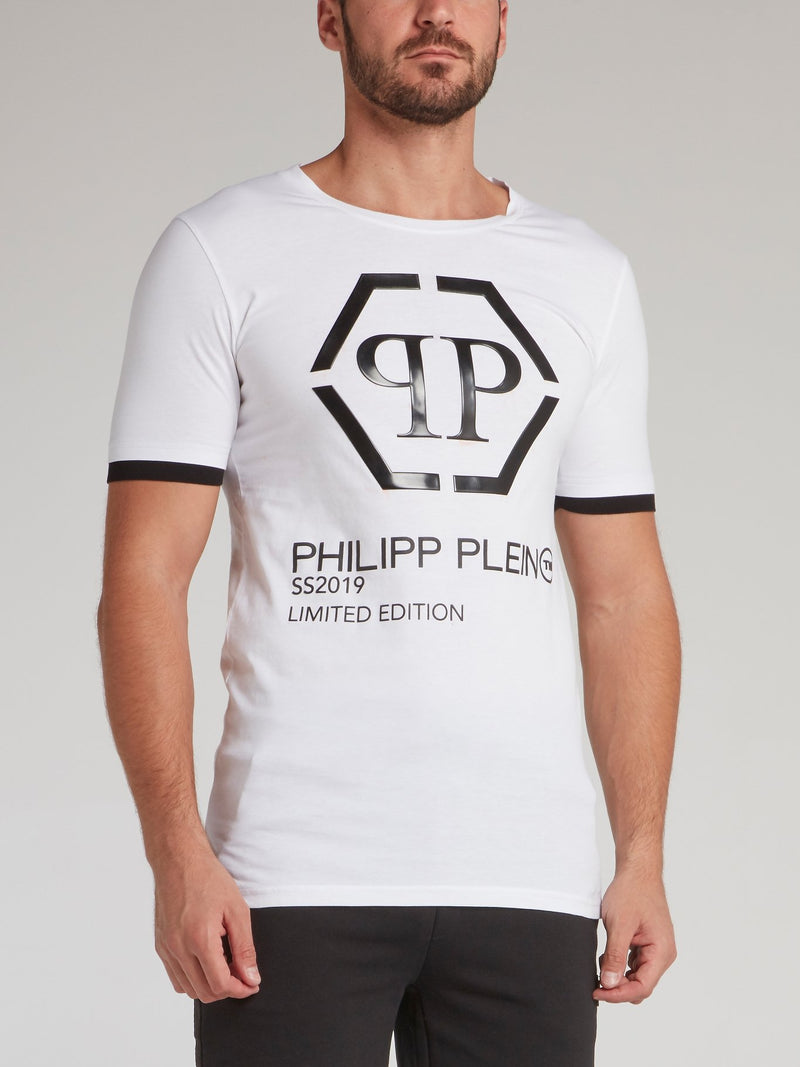White Tape Trim Monogram T-Shirt