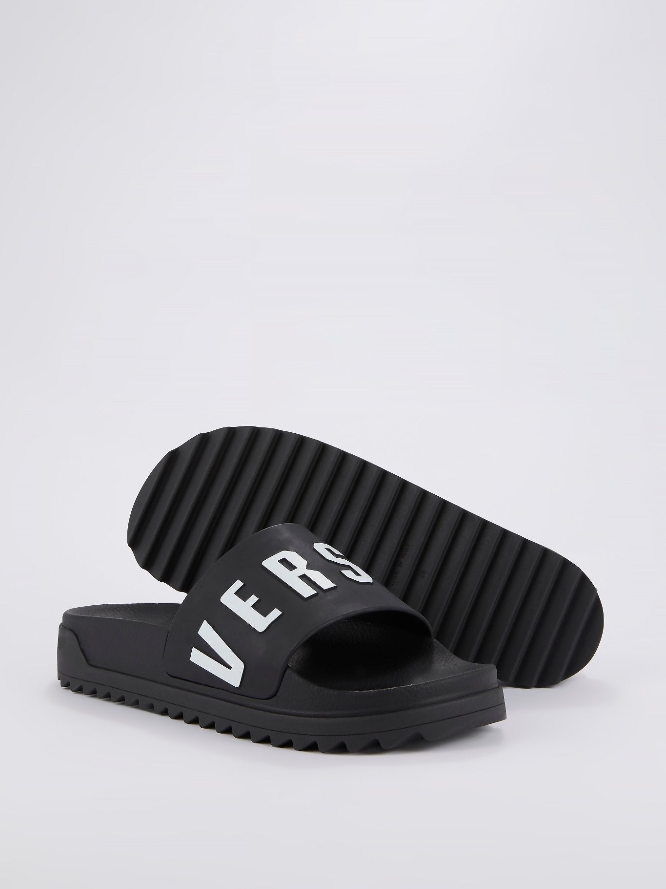 Black Logo Footbed Sandals