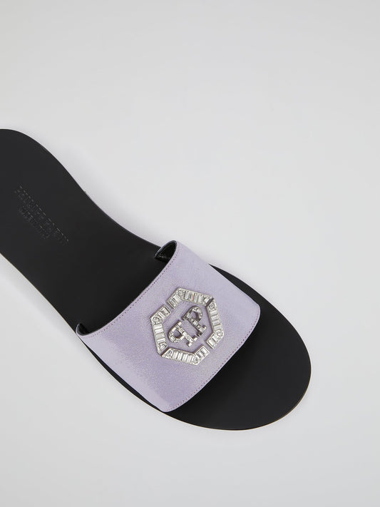 Purple Monogram Flat Sandals