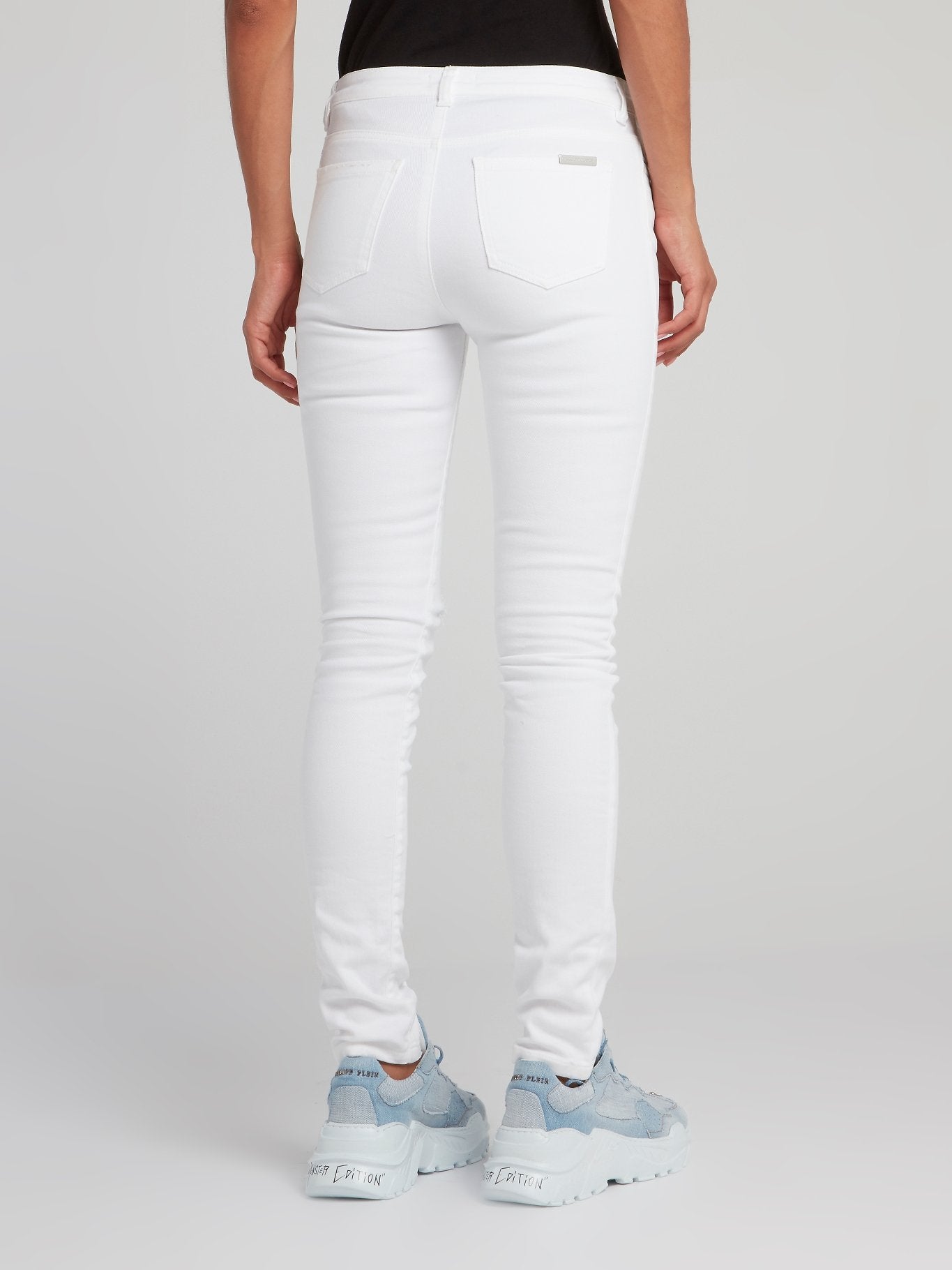 White Distressed Slim Fit Jeans
