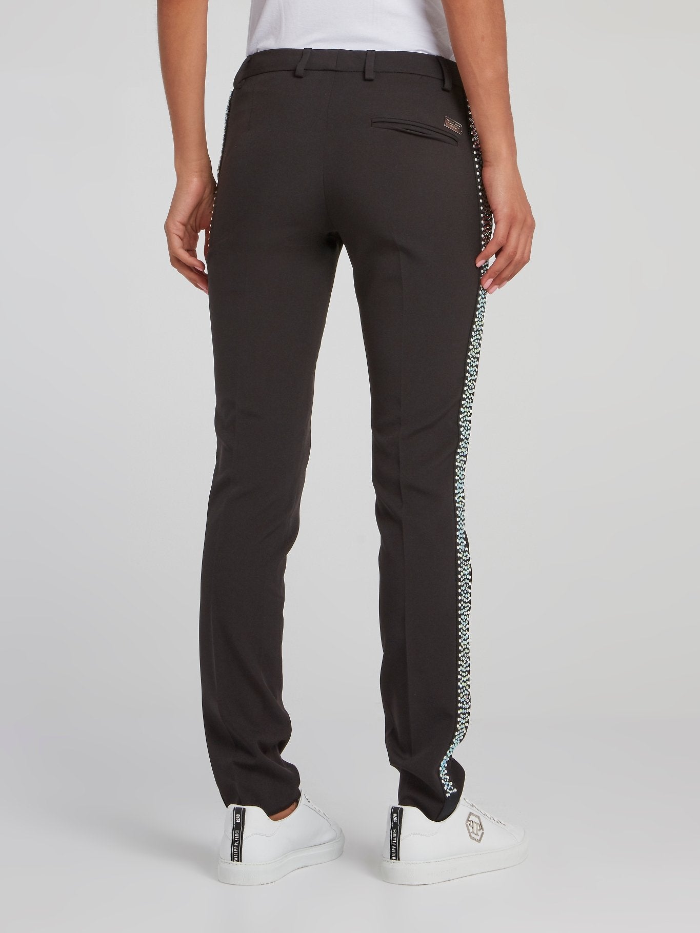 Black Side Studded Slim Fit Trousers