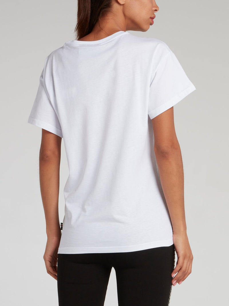 White Oversized Cap Sleeve Logo T-Shirt