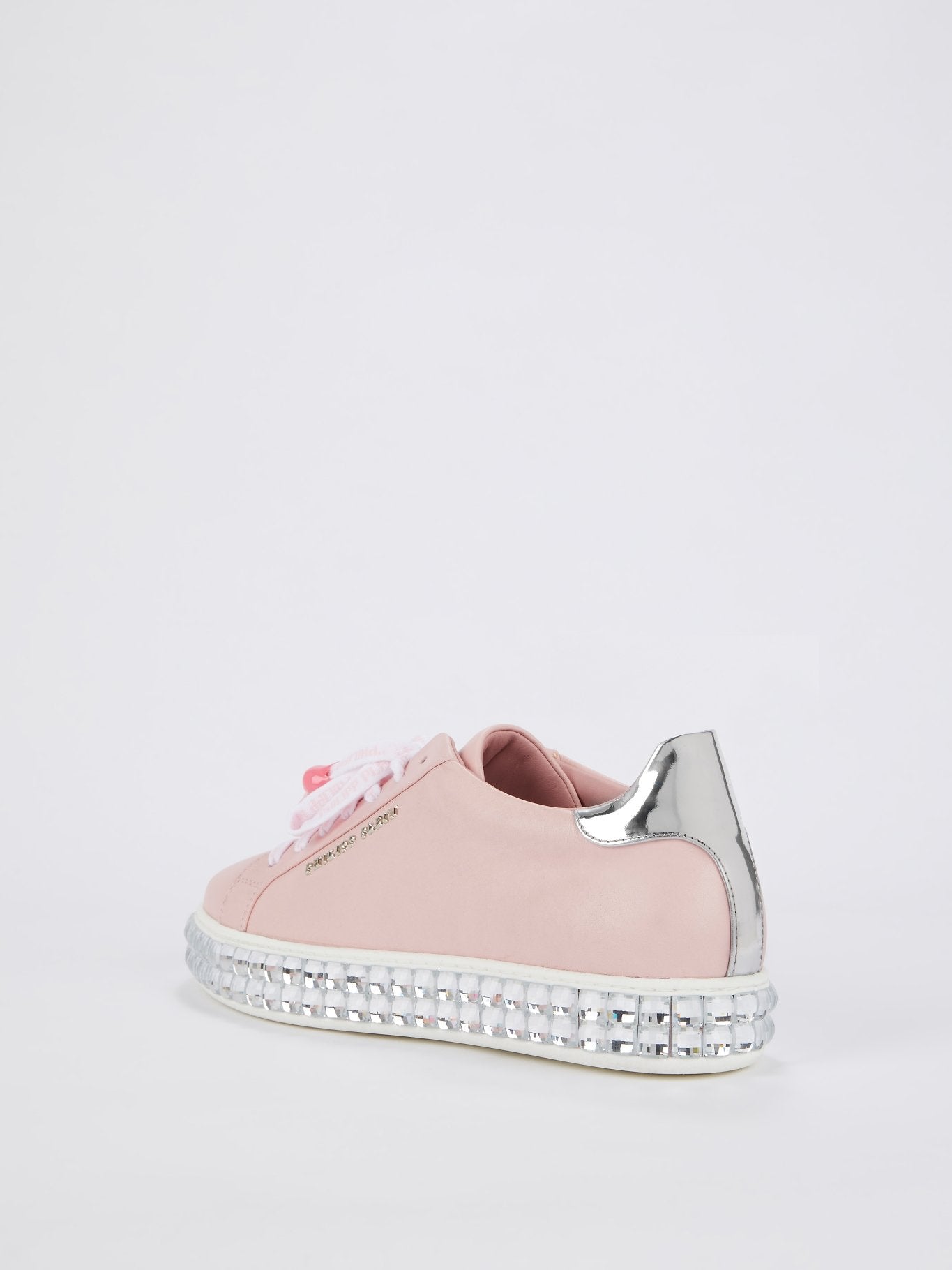 Crystal Sole Pink Leather Sneakers