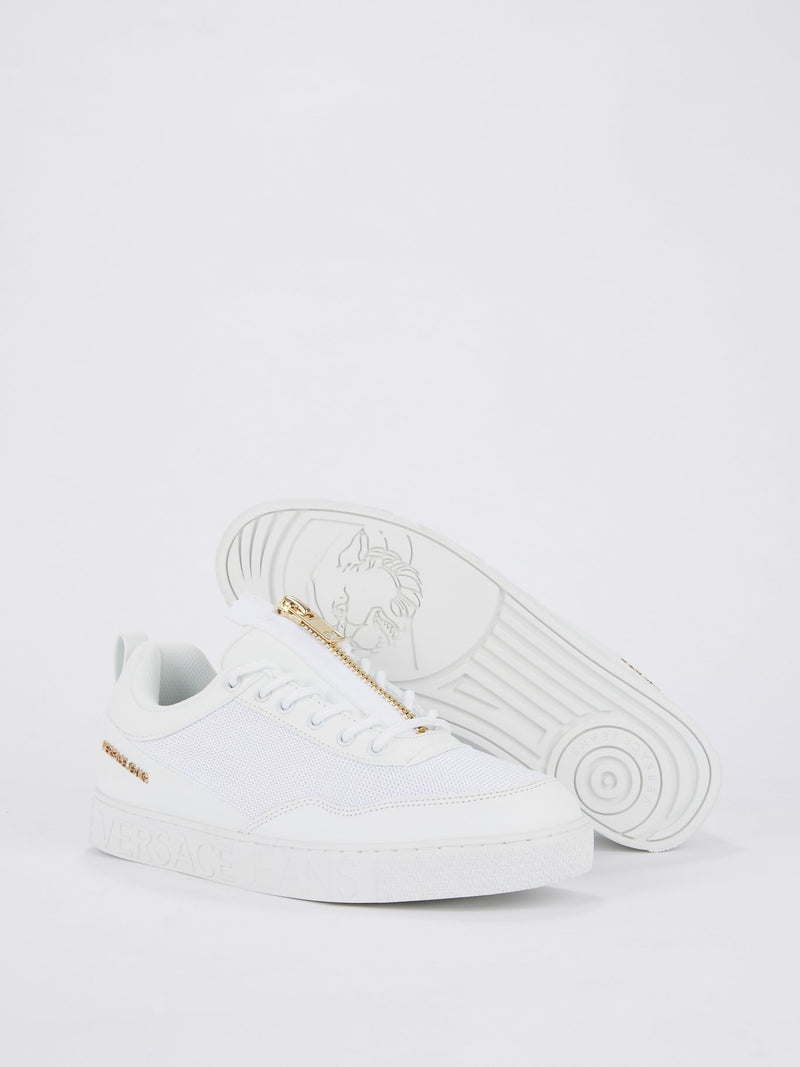 White Zip Up Mesh Sneakers
