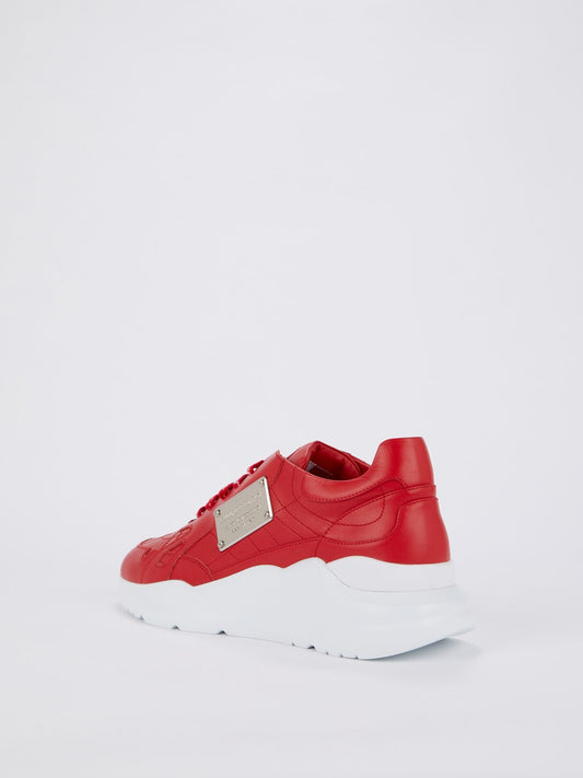 Red Logo Lace Statement Trainers
